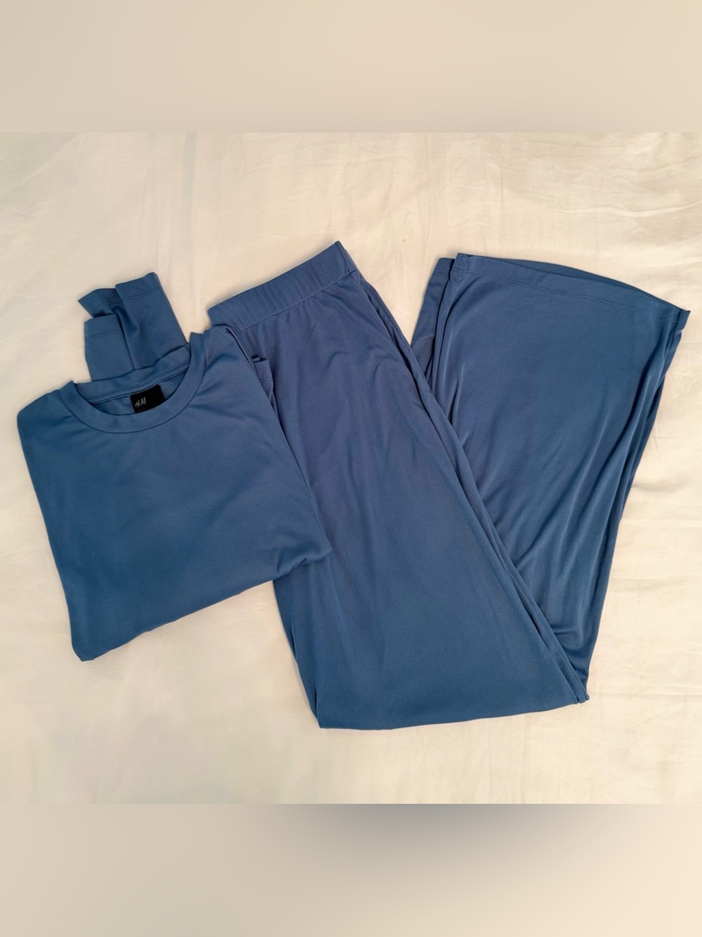H&M Cozy Women’s Blue Jersey Pajama Matching Lounge Set EUC, Size Medium